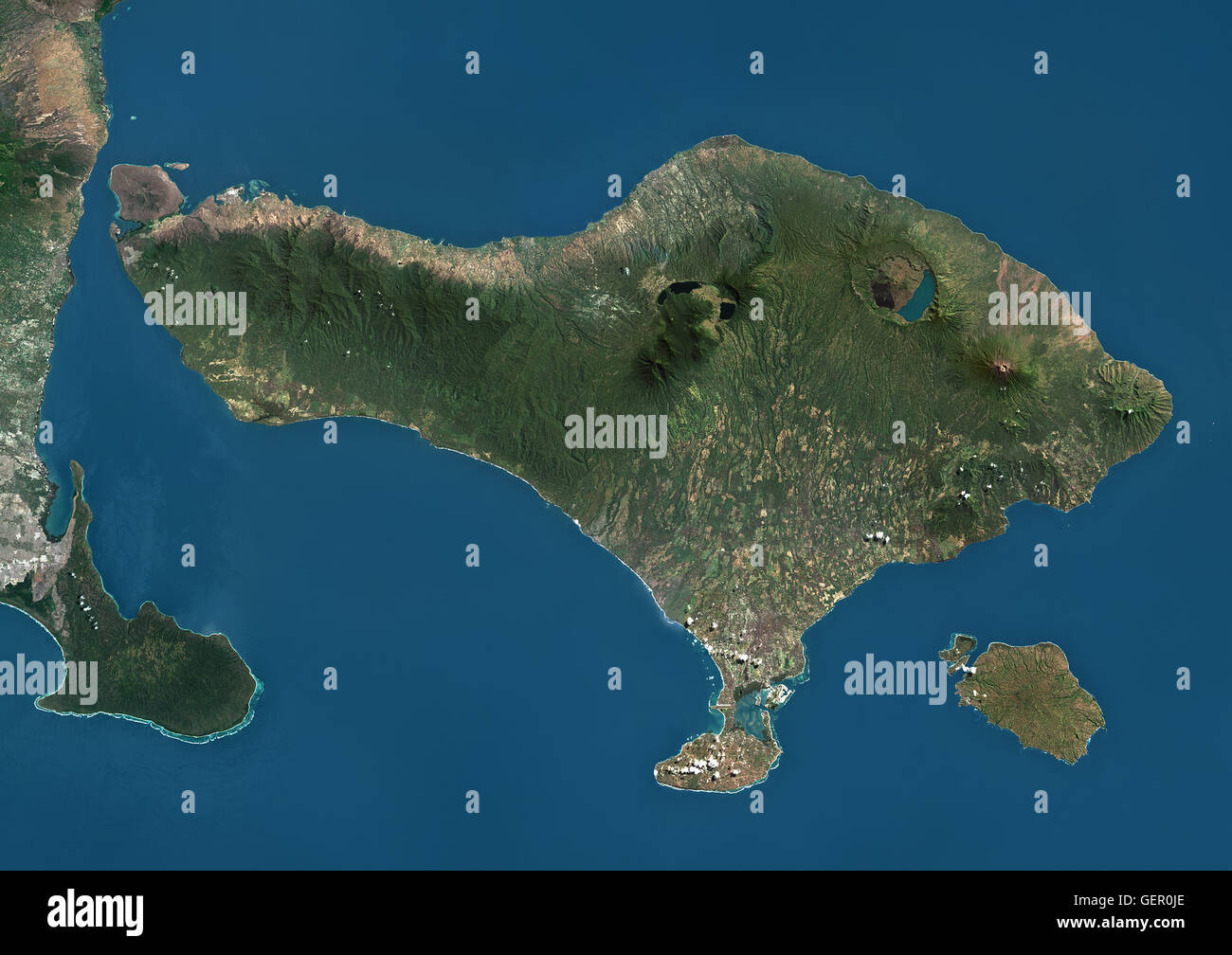Satellitenansicht von Bali. Dieses Bild wurde aus Daten von Landsat-Satelliten erworben erstellt. Stockfoto