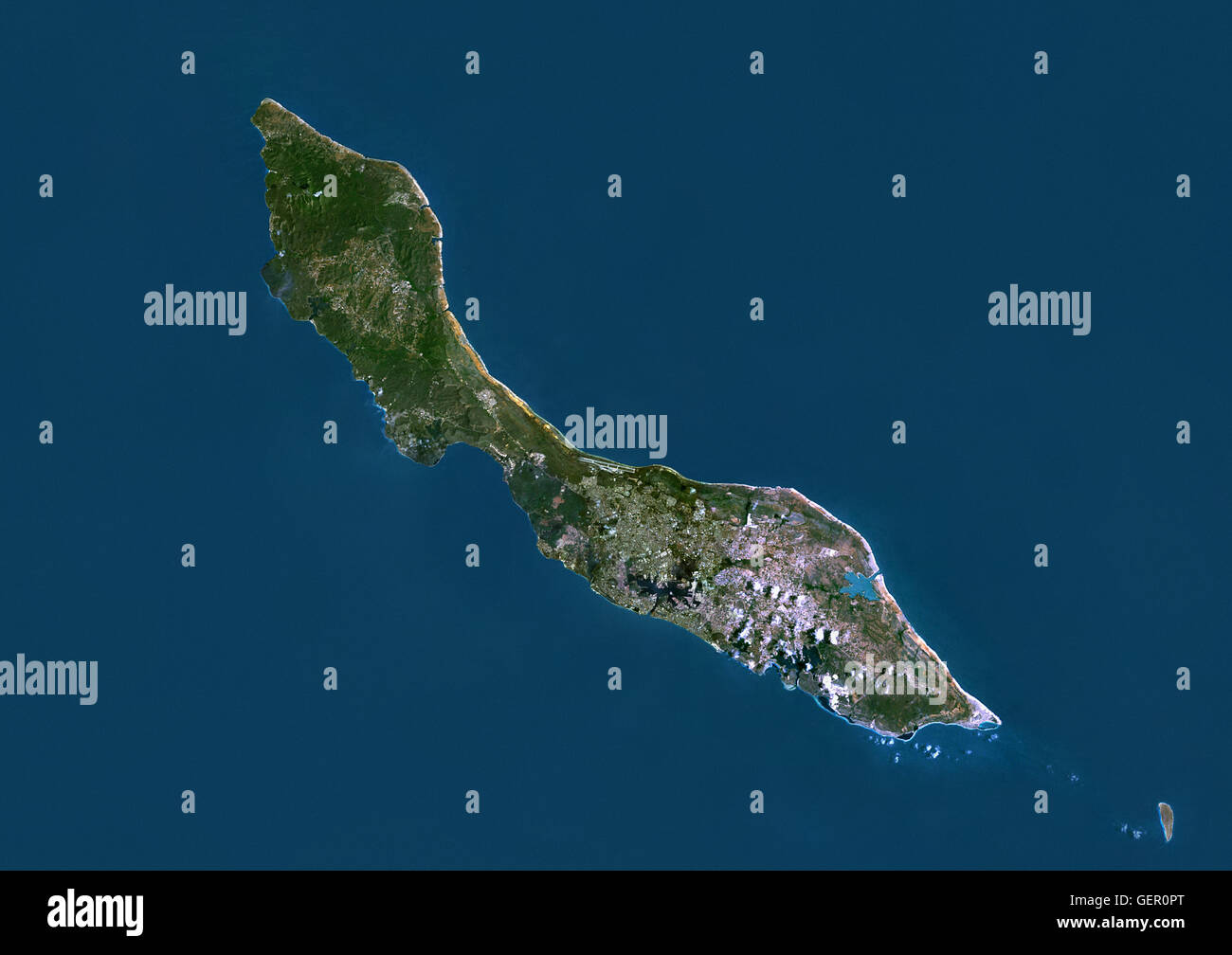 Satellitenansicht von Curacao. Dieses Bild wurde aus Daten von Landsat-Satelliten erworben erstellt. Stockfoto