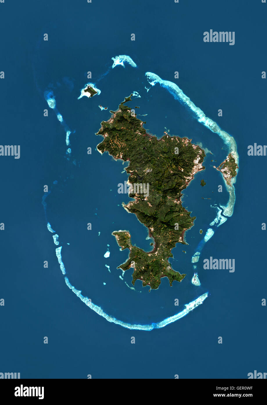 Satellitenansicht von Mayotte. Dieses Bild wurde aus Daten von Landsat-Satelliten erworben erstellt. Stockfoto