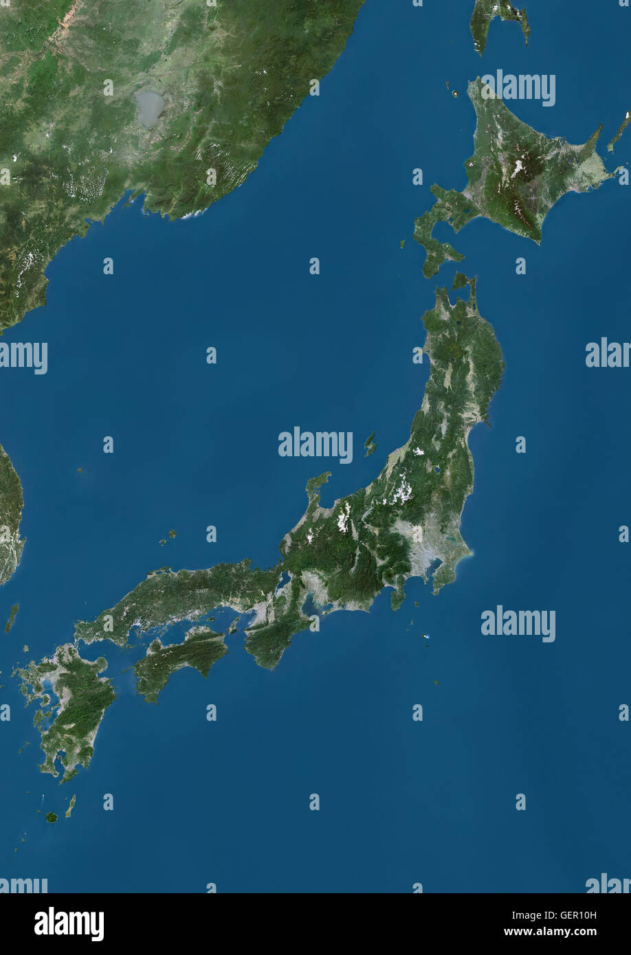 Satellitenansicht von Japan. Dieses Bild wurde aus Daten von Landsat-Satelliten erworben erstellt. Stockfoto