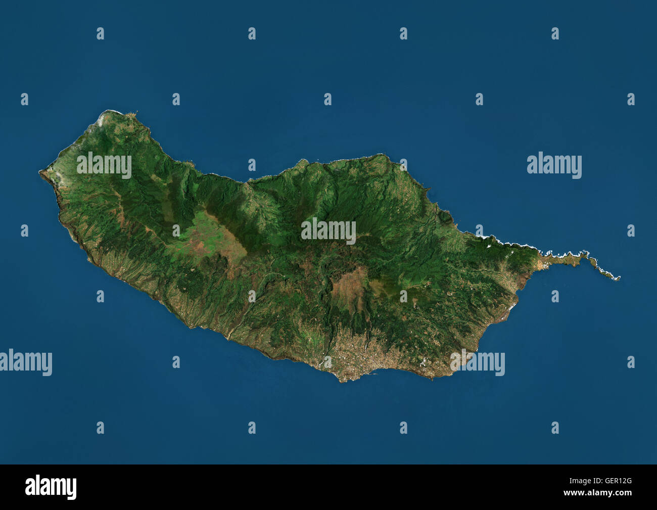 Satellitenansicht von Madeira, Portugal. Dieses Bild wurde aus Daten von Landsat-Satelliten erworben erstellt. Stockfoto