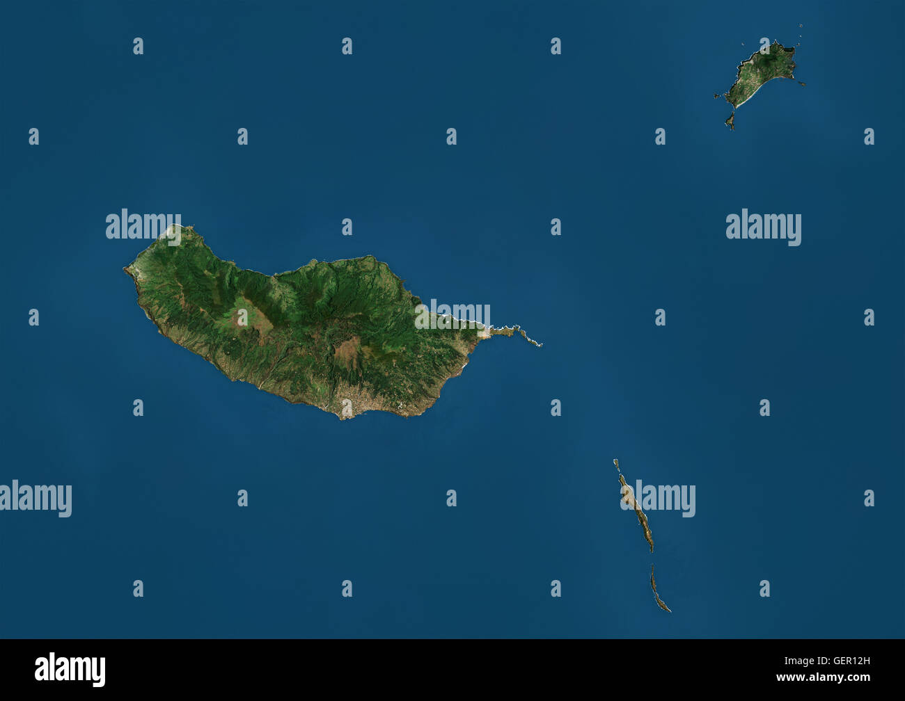 Satellitenansicht Der Madeira Archipel Portugal Freuen Sie Sich Auf Die Inseln Madeira Und Porto Santo Die Desertas Dieses Bild Wurde Aus Daten Von Landsat Satelliten Erworben Erstellt Stockfotografie Alamy