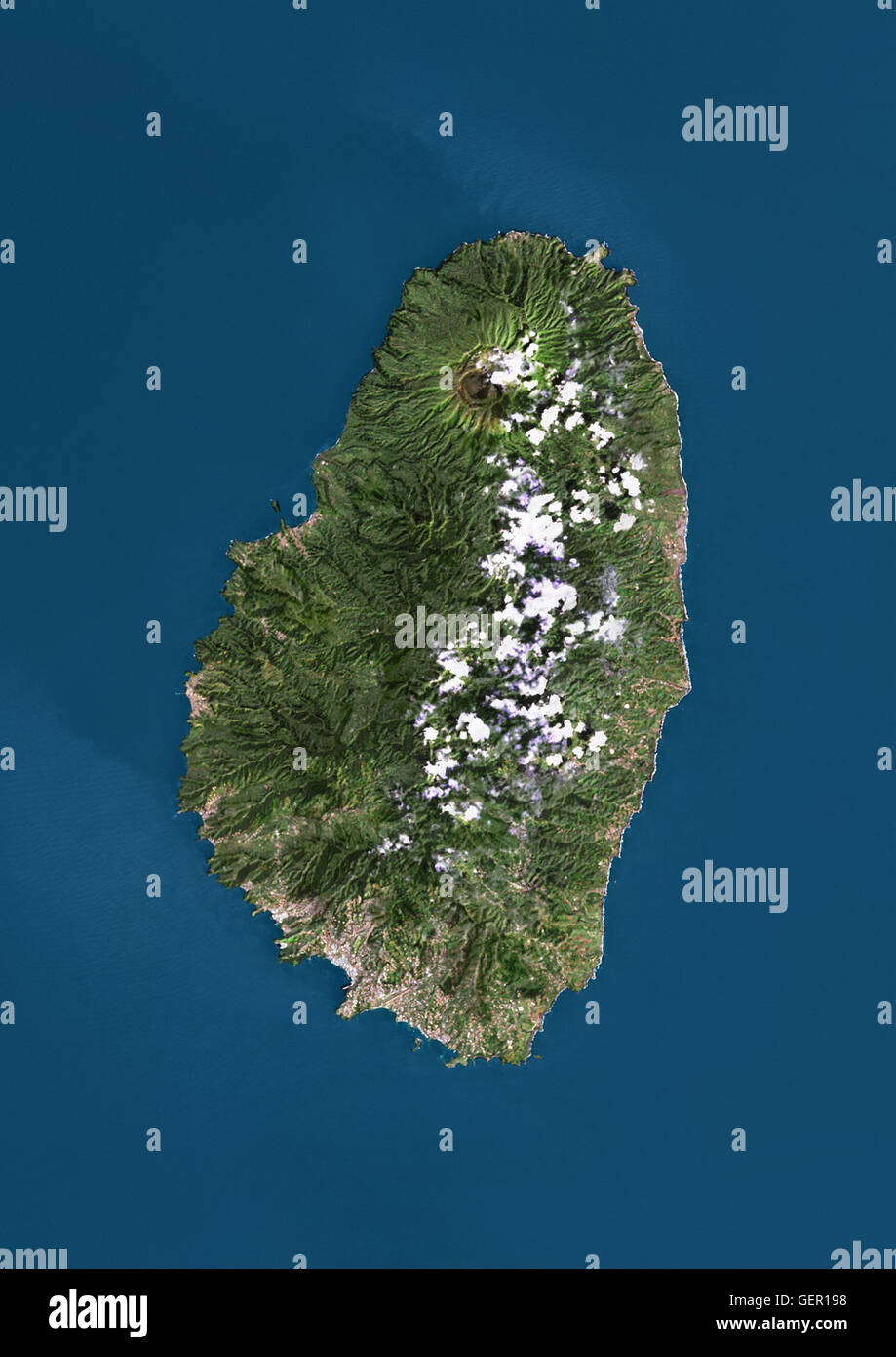 Satellitenansicht von Saint Vincent. Dieses Bild wurde aus Daten von Landsat-Satelliten erworben erstellt. Stockfoto