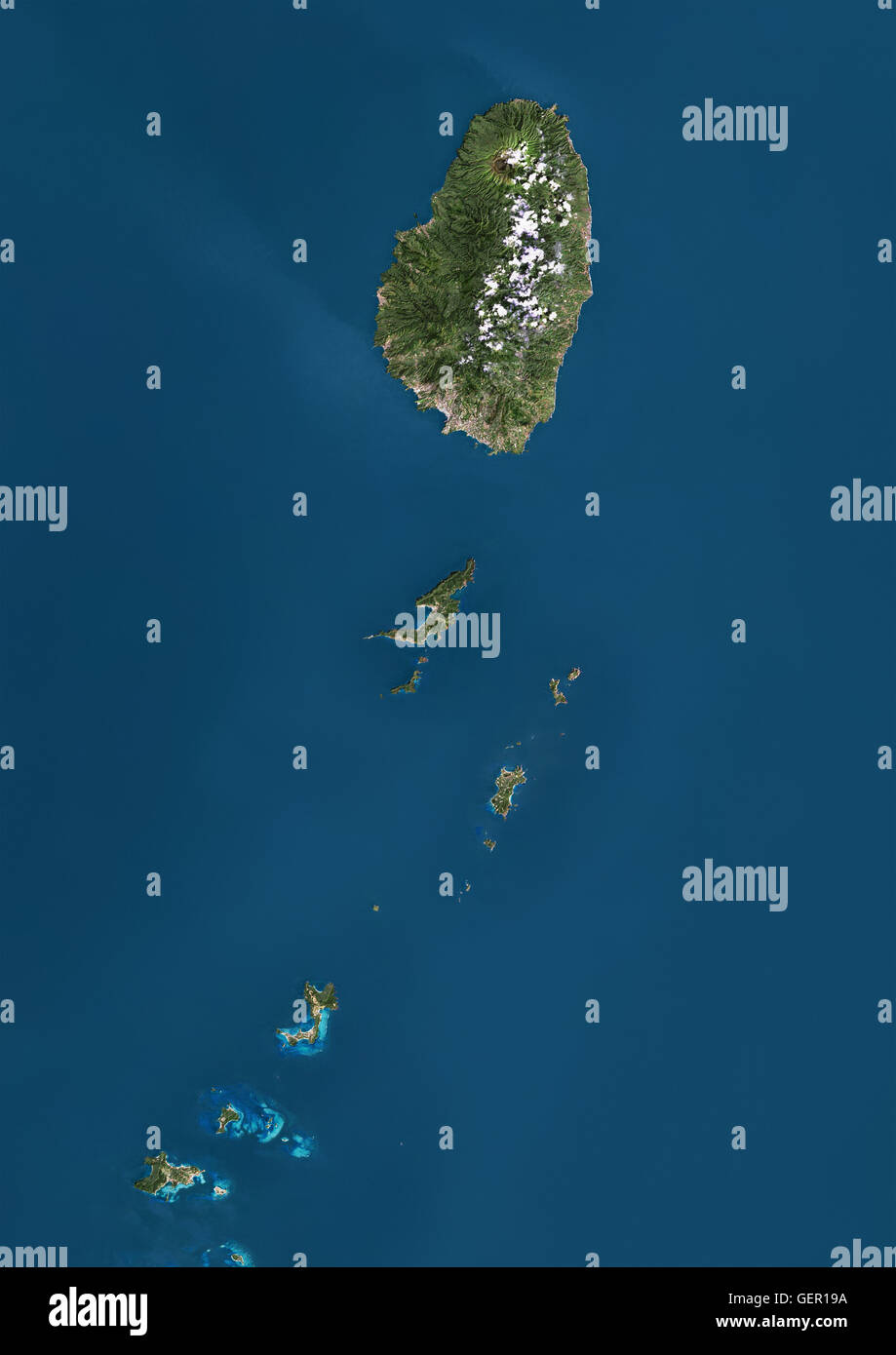 Satelliten-Ansicht von St. Vincent und die Grenadinen. Dieses Bild wurde aus Daten von Landsat-Satelliten erworben erstellt. Stockfoto