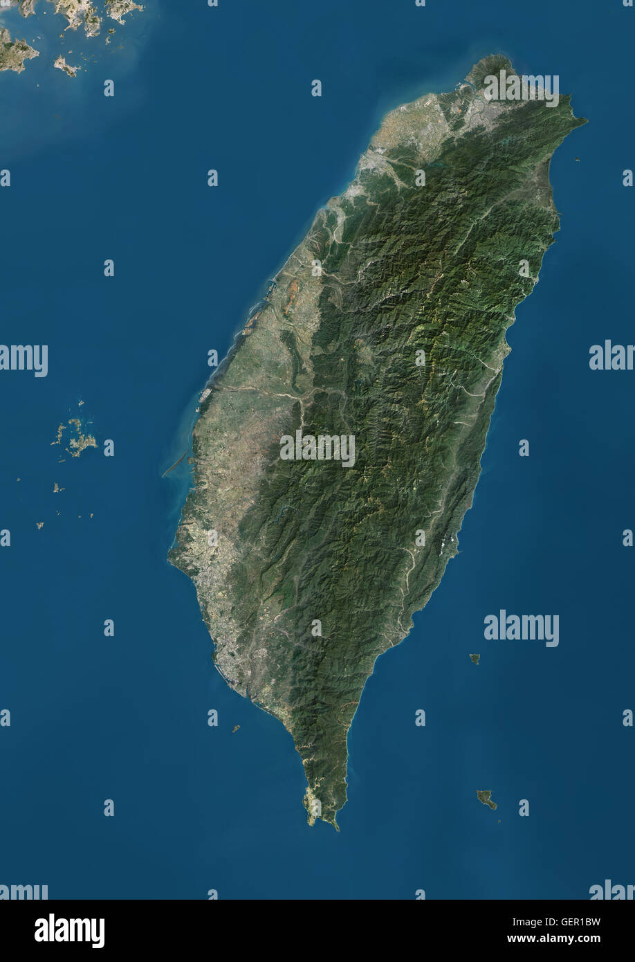 Satellitenansicht von Taiwan. Dieses Bild wurde aus Daten von Landsat-Satelliten erworben erstellt. Stockfoto