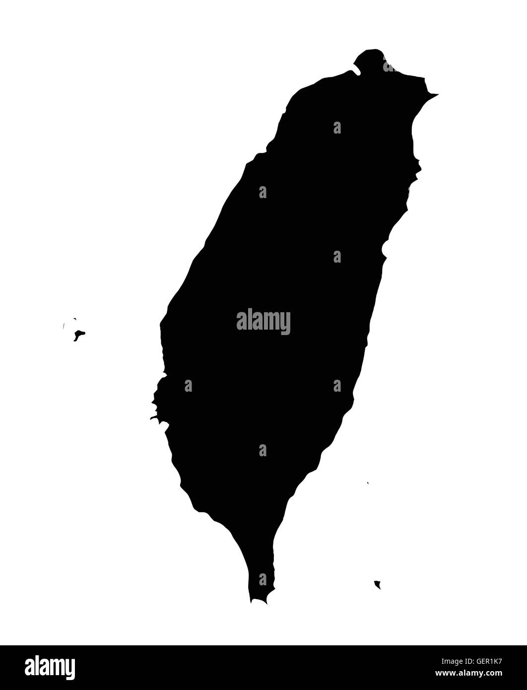 Silhouette-Karte von der chinesischen Republik von Taiwan auf einem weißen Hintergrund Stock Vektor