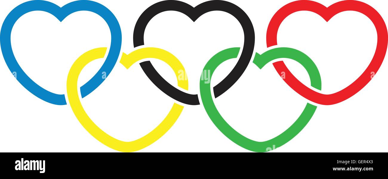 Vektor in Herzform Olympischen Ringe Stock Vektor