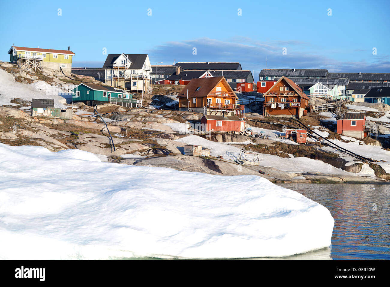 Gletscher sind auf dem arktischen Ozean in Ilulissat Icefjord in Grönland Stockfoto