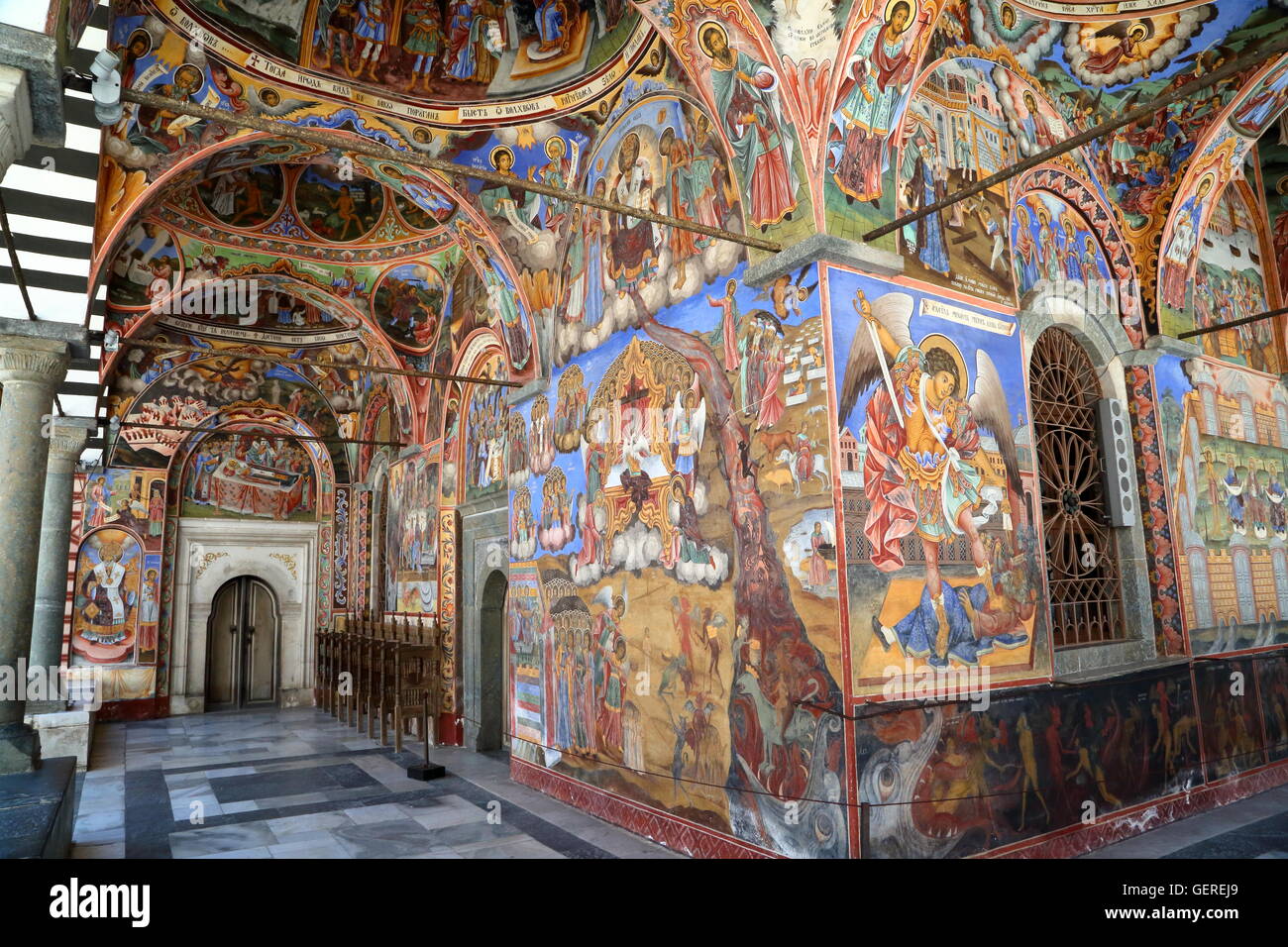 Fresken im Rila Kloster Rila, Bulgarien Stockfoto