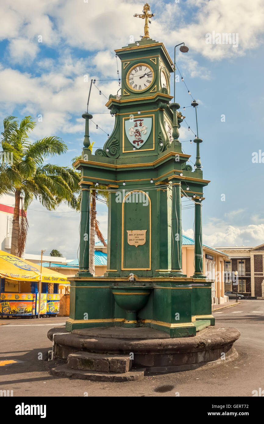 Uhrturm Basseterre St. Kitts West Indies Stockfoto