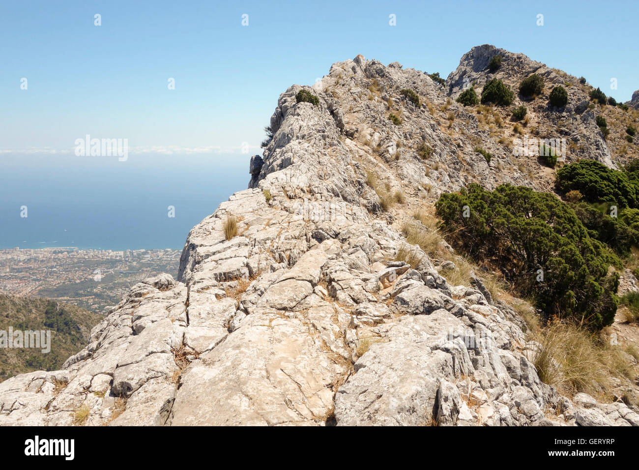Weg zum La Concha, Berg, Wandern, Wanderweg, Marbella, Andalusien, Spanien. Stockfoto