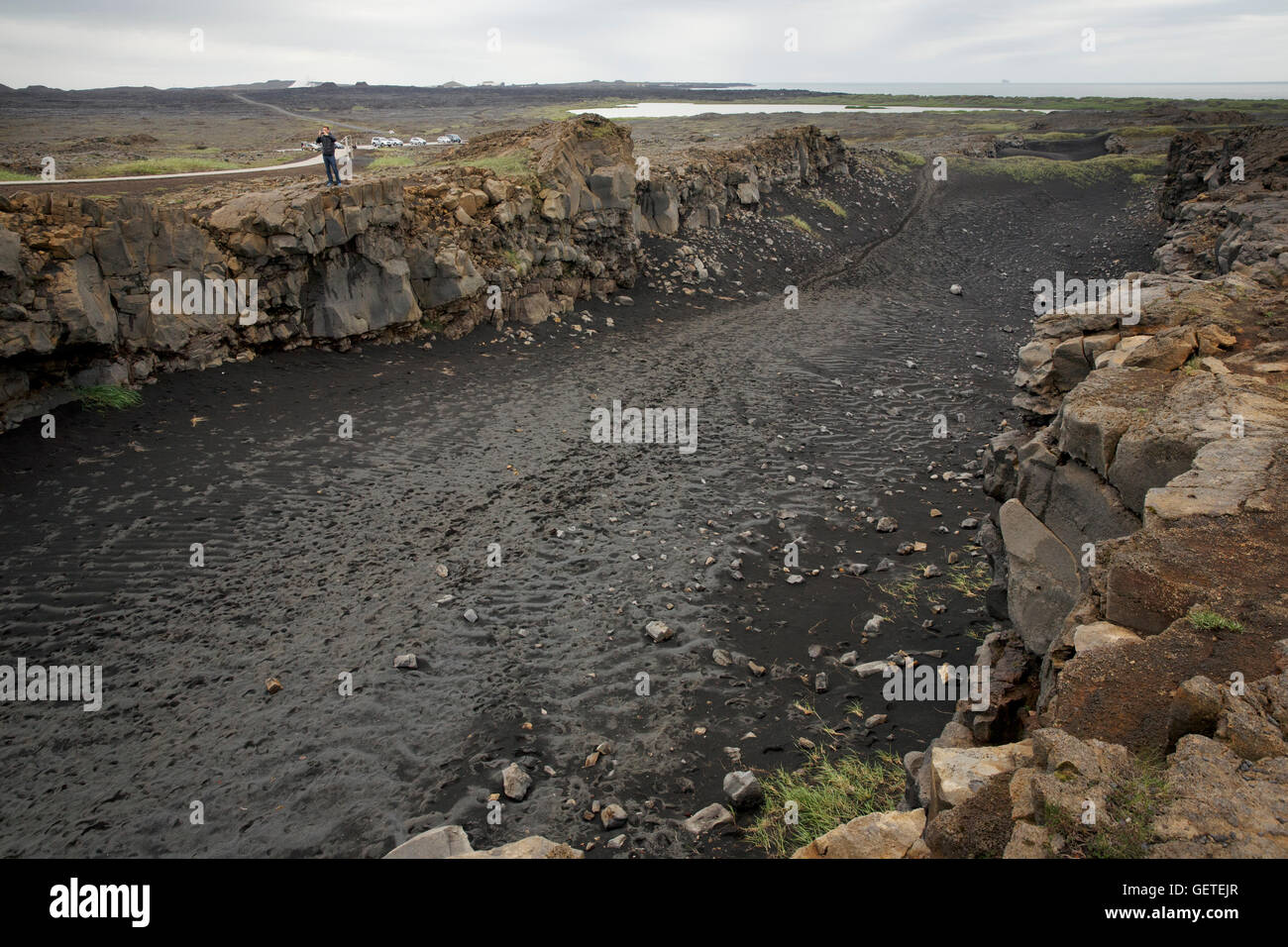 Exponierten Kluft zwischen der nordamerikanischen und eurasischen Kontinentalplatten, Südwest Island Stockfoto