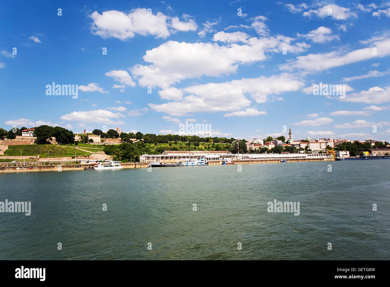 Blick auf Fluss Sava in Belgrad, Serbien Stockfoto