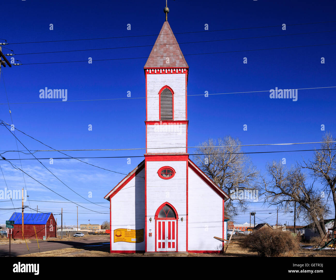 Holländischen Stil Holzkirche im amerikanischen mittleren Westen. Stockfoto