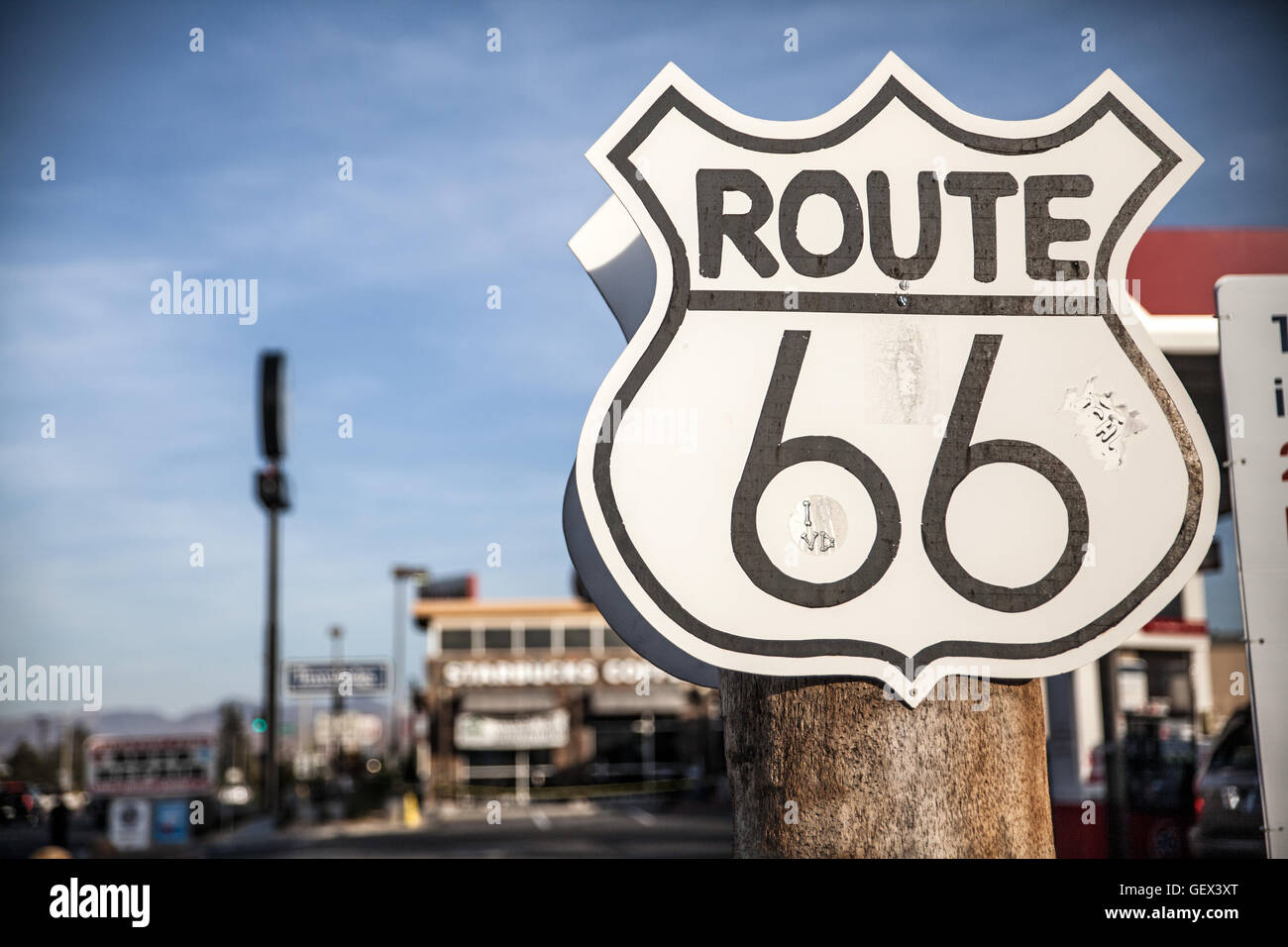 Route 66 Schild an einer US-highway Stockfoto