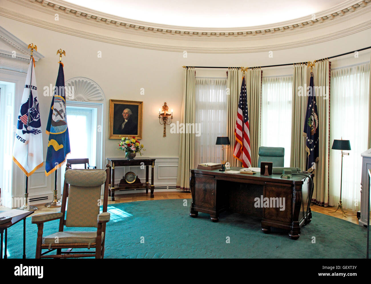 Oval Office Replik im Lyndon Baines Johnson Library and Museum auf dem Campus der University of Texas in Austin. Stockfoto