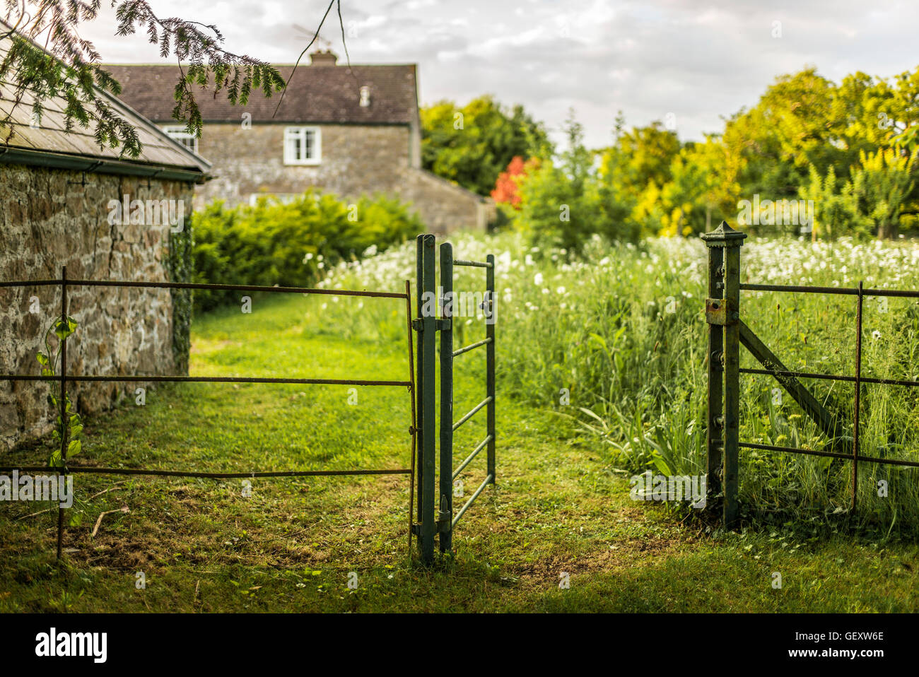 Die Anlage eines klassischen englischen Landhauses in Somerset. Stockfoto