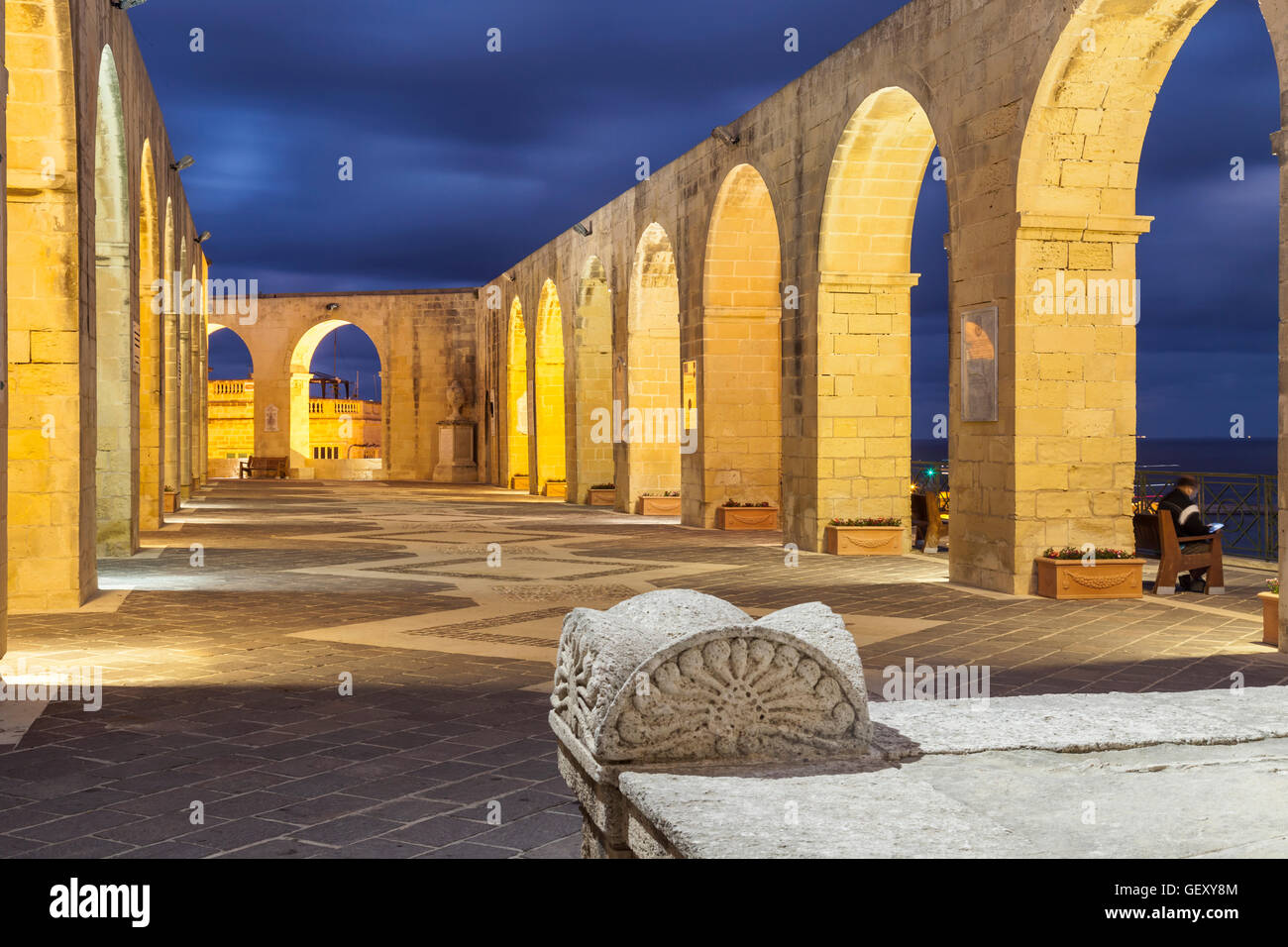 Am Abend im Upper Barrakka Gardens. Stockfoto