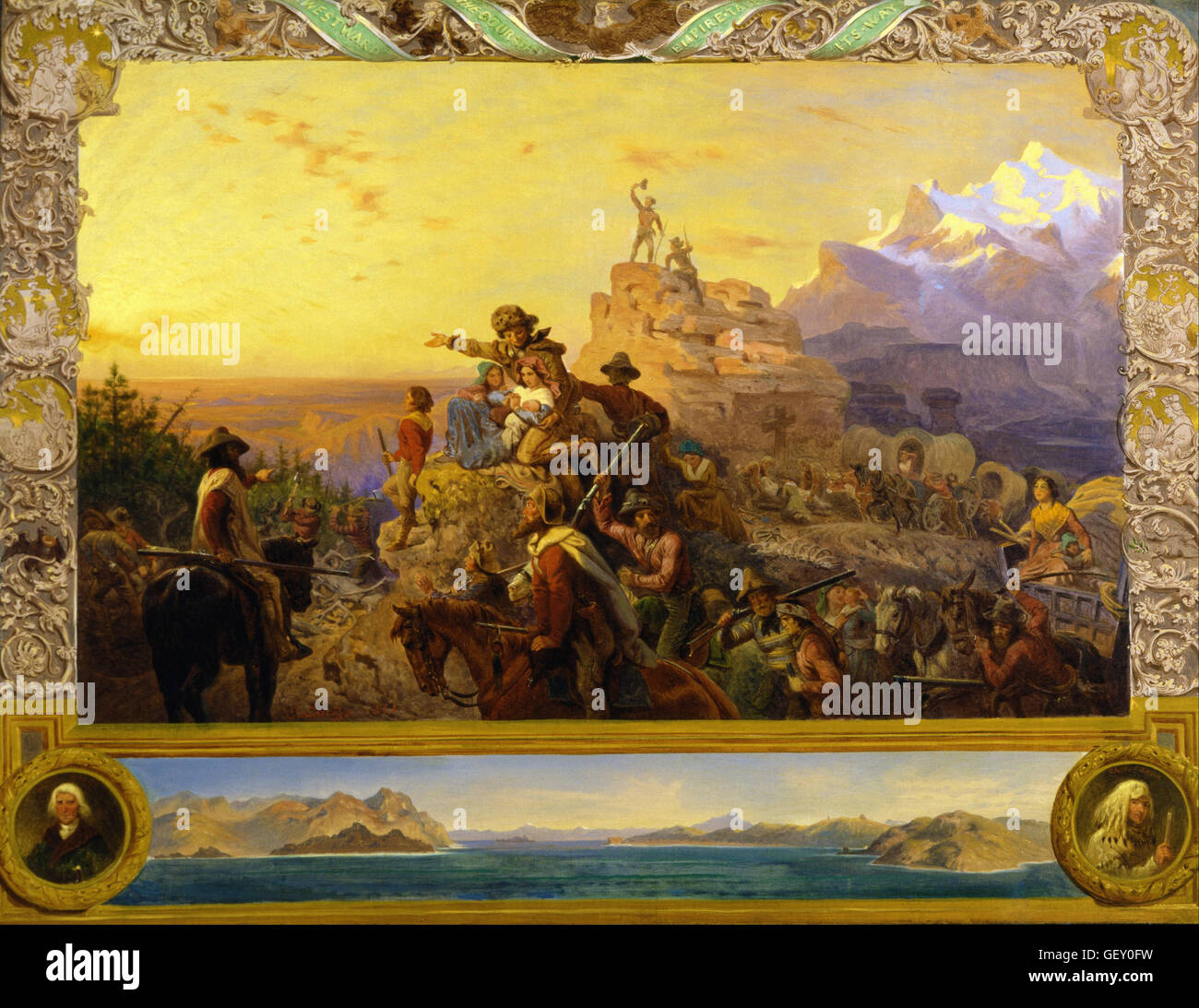 Emanuel Gottlieb Leutze - geht nach Westen des Reiches Einzug (Wandbild Studie, U.S. Capitol) Stockfoto