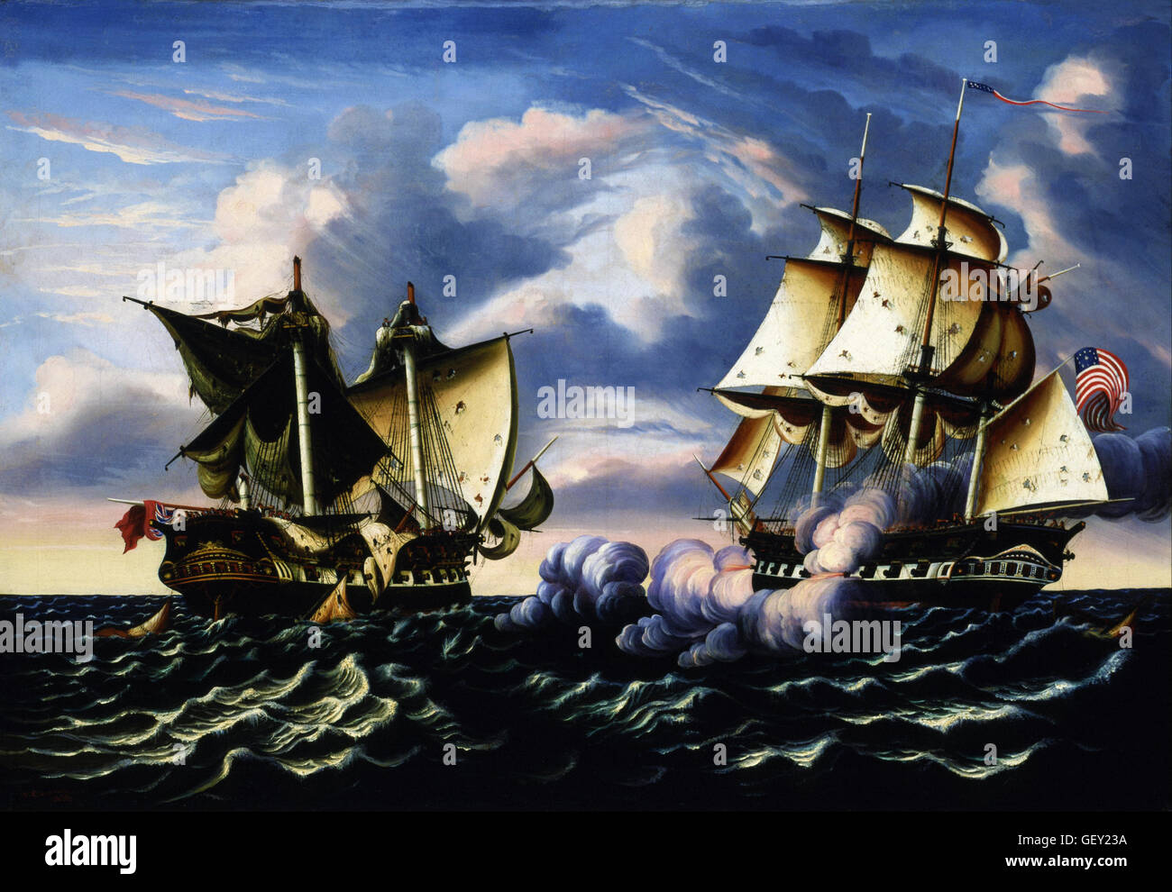 Thomas Chambers - erfassen der H.B.M. Fregatte Macedonian durch US-Fregatte United States, 25. Oktober 1812 Stockfoto