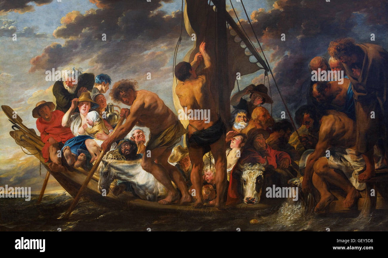Jacob Jordaens - Tribut-Geld. Peter die Silbermünze in den Mund des Fisches zu finden. Auch genannt The Ferry Stockfoto