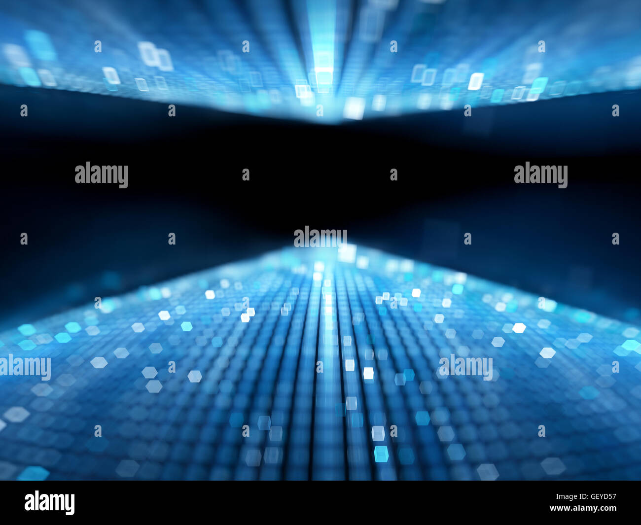 Blau leuchtende fließenden großen Datenstrom, Computer generierte abstrakten Hintergrund Stockfoto