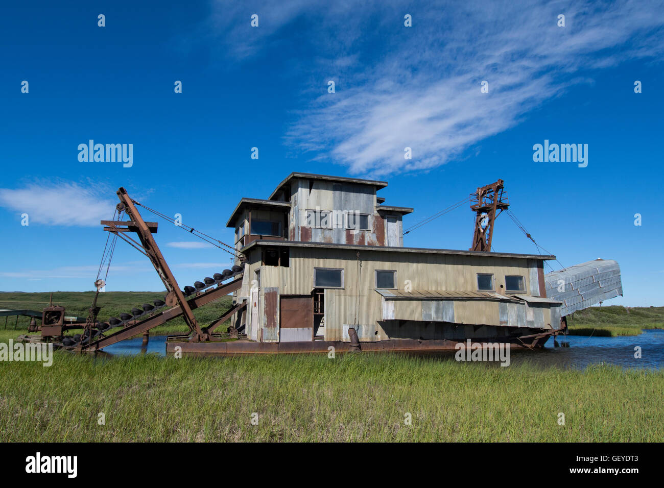 Nome in Alaska, SewardHalbinsel. Swanberg Dredge, Alaska Gold Company
