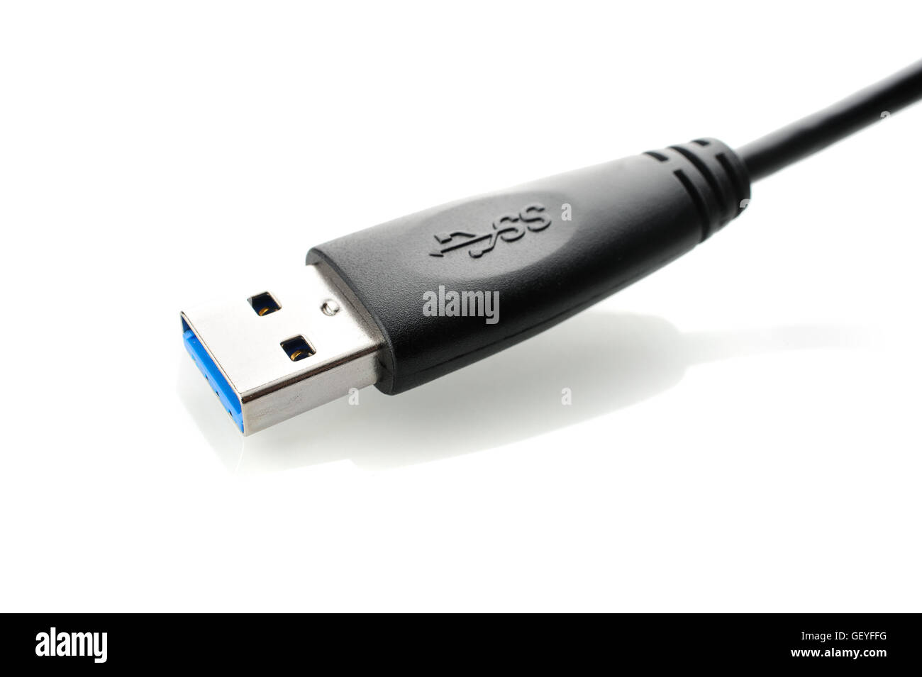 USB 3.0 Kabel isoliert auf weiss Stockfoto