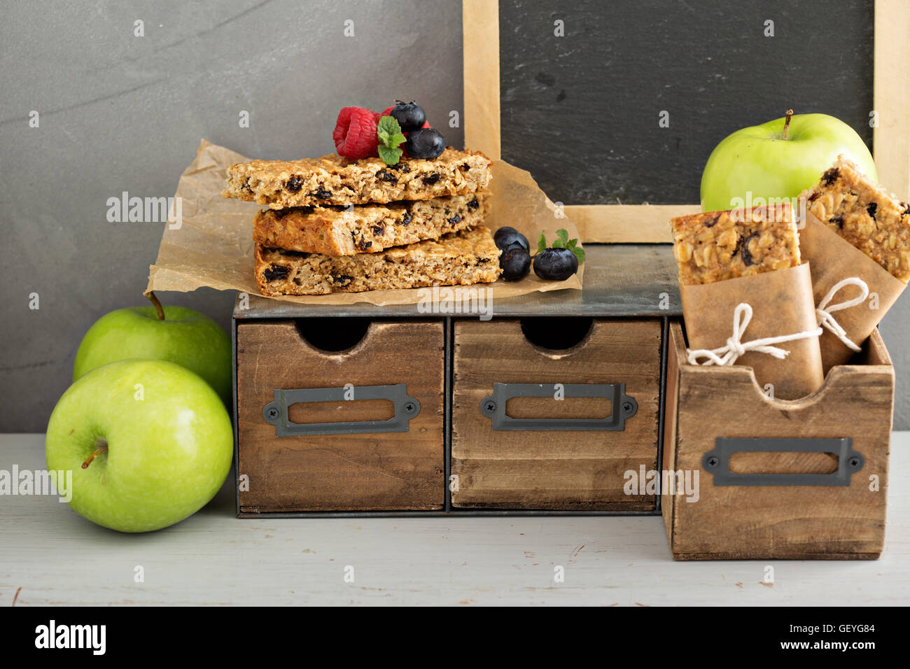 Mittagessen für Büro oder Schule Müsliriegel gehen Stockfoto