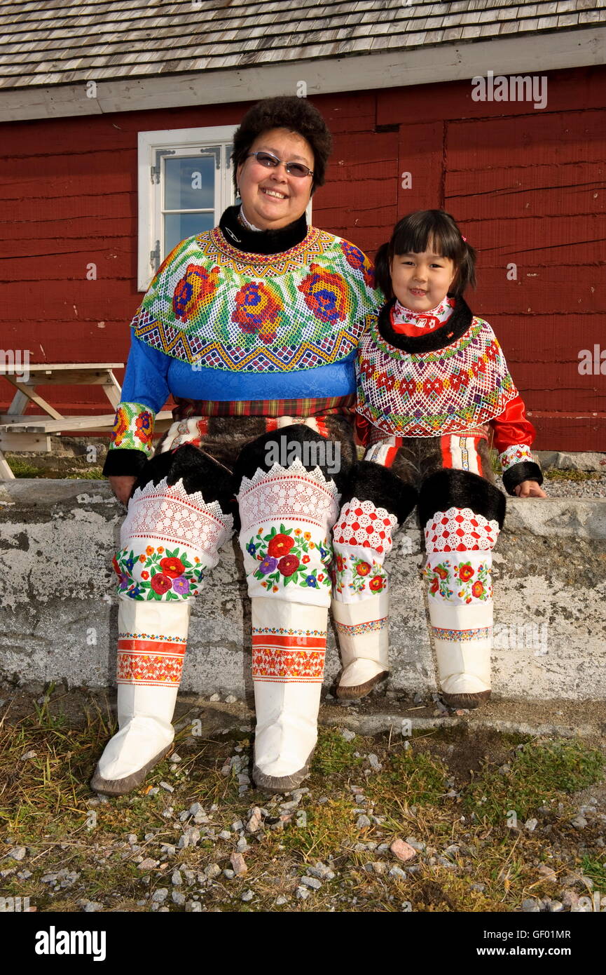 Geographie / Reisen, Grönland, Menschen, Westküste, Upernavik, traditionelle Kleidung Stockfoto