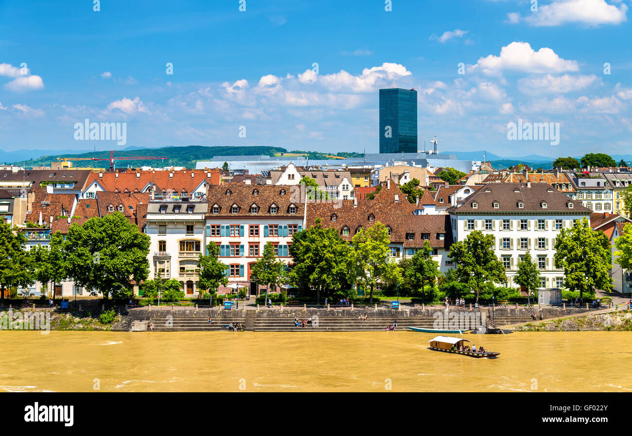 Ansicht der Stadt Basel mit dem Rhein Stockfoto