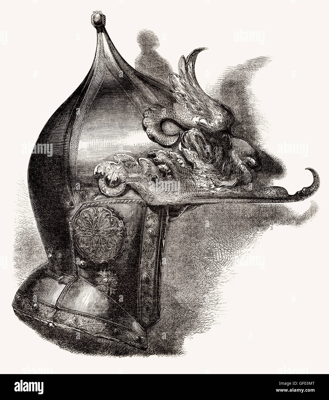 Mittelalterliche Helm, 16. Jahrhundert Stockfoto