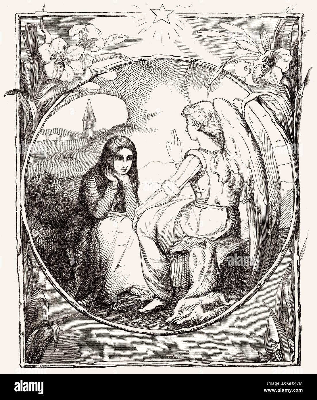 Jeanne d ' Arc, die Jungfrau von Orleans, St. Jeanne d ' Arc geschützt und geführt durch den Erzengel Michael Stockfoto