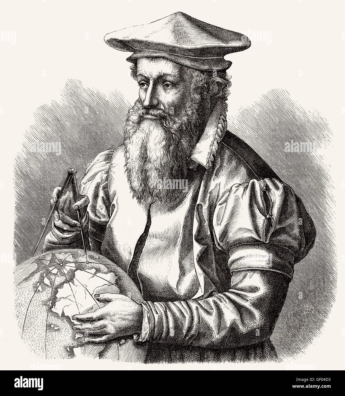 Gerardus Mercator oder Gerard de Kremer, 1512-1594, ein Kartograph, Geograph, Theologe und Philosoph Stockfoto