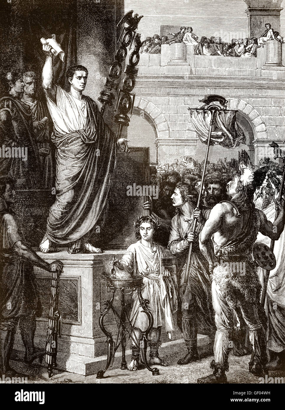 Roman Emperor Claudius oder Tiberius Claudius Caesar Augustus Germanicus, erklärt Lyon die Hauptstadt Galliens, 1. Jahrhundert Stockfoto
