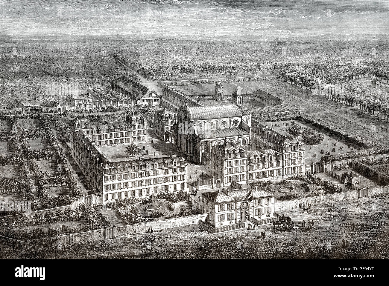 Maison d'Éducation Anhang nach Saint-Denis, Wald von Saint-Germain-En-Laye, Camp des Loges, Frankreich, 19. Jahrhundert Stockfoto