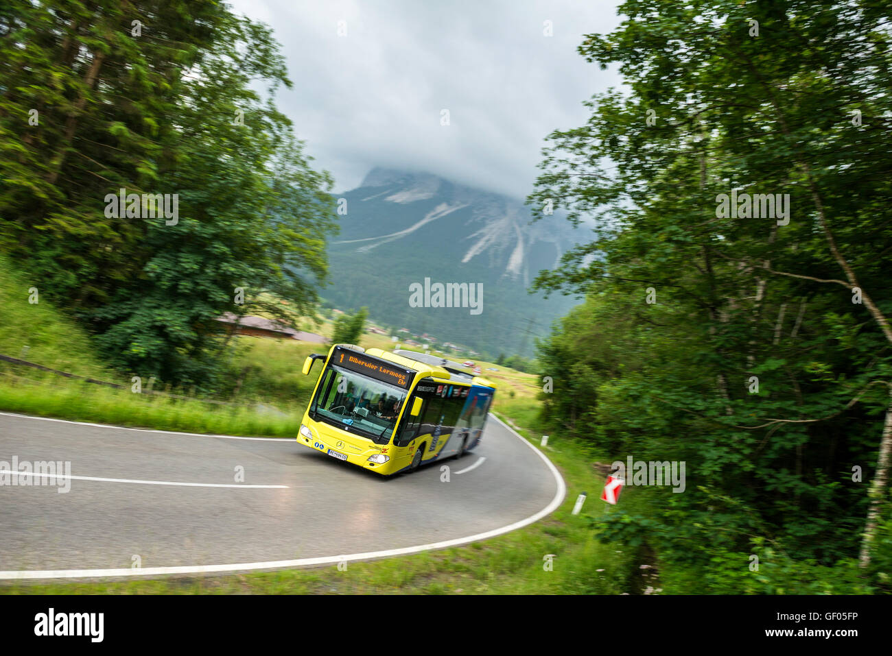 Österreichische Post-Bus, Tirol, Biberwier-Lermoos Stockfoto