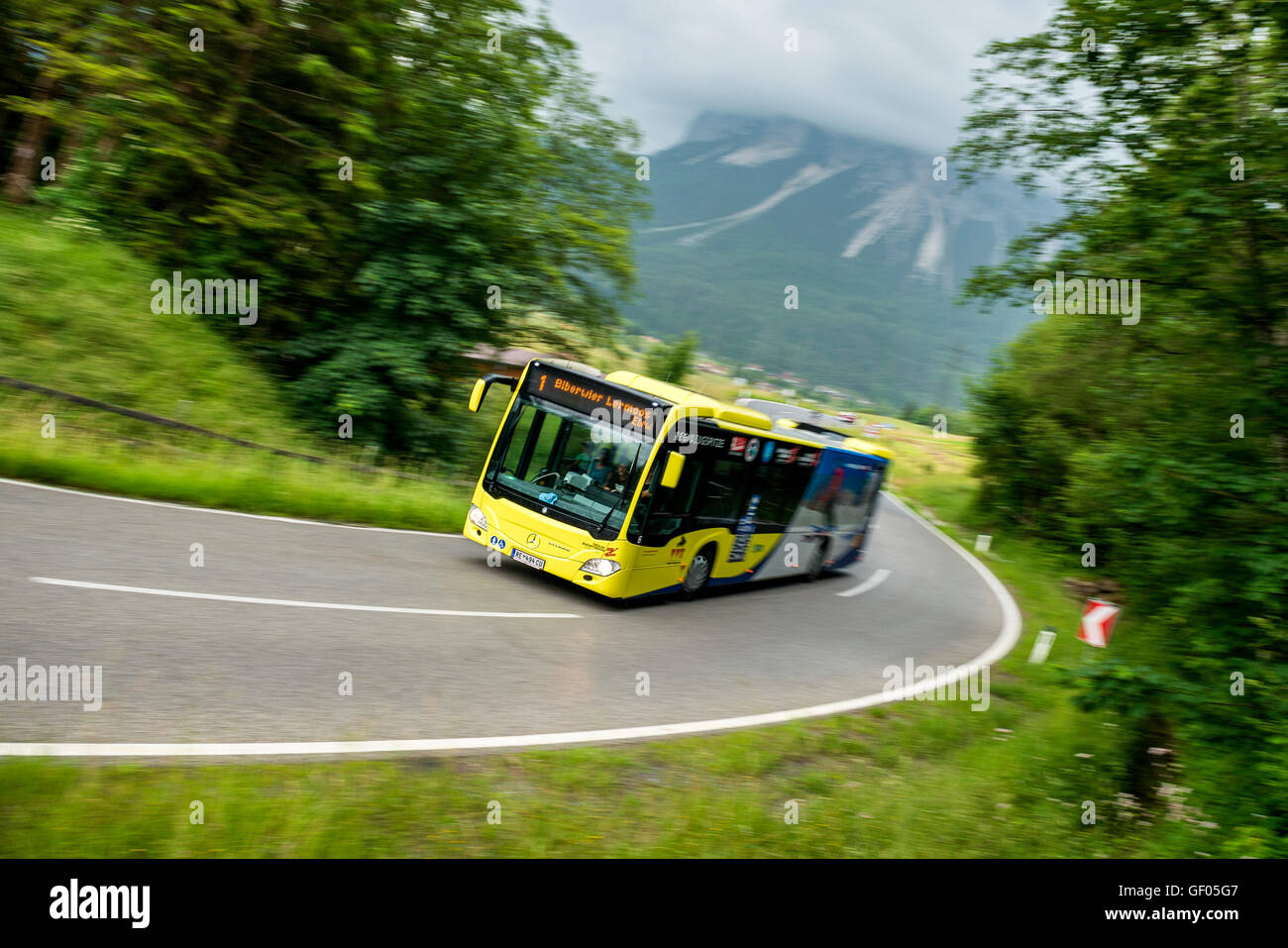 Österreichische Post-Bus, Tirol, Biberwier-Lermoos Stockfoto