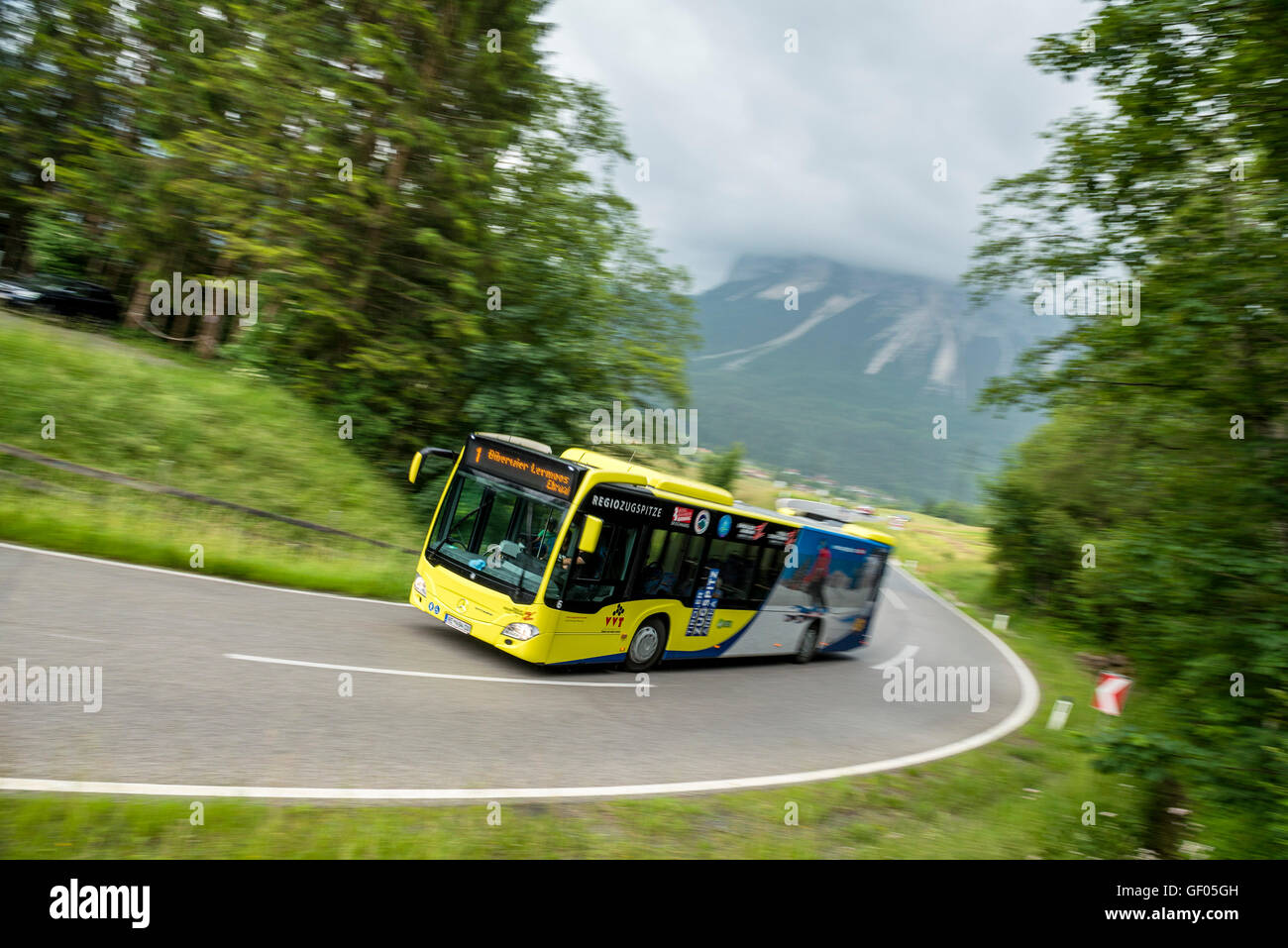 Österreichische Post-Bus, Tirol, Biberwier-Lermoos Stockfoto