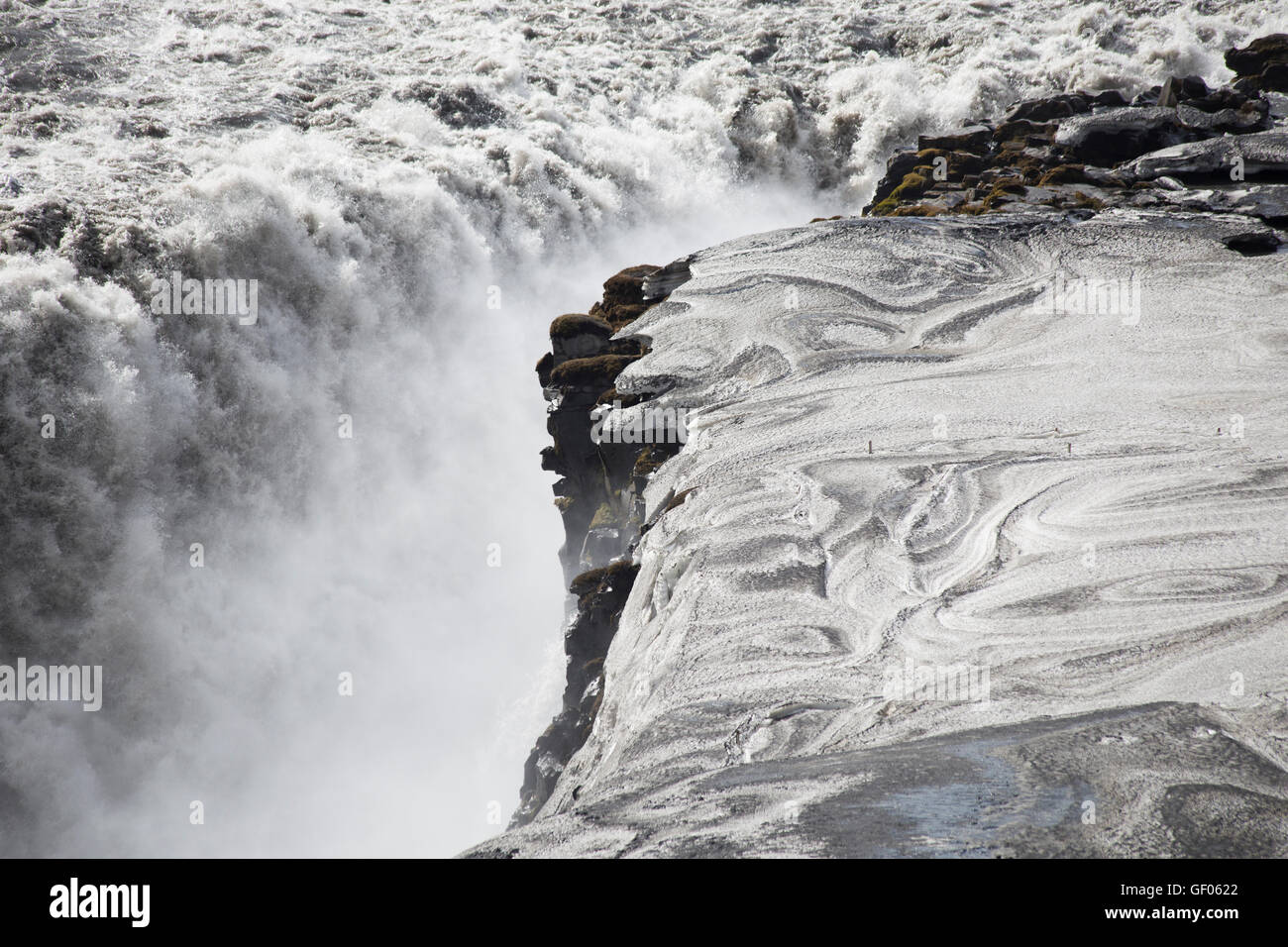 Dettifoss - Muster mit Eis Island LA008814 Stockfoto