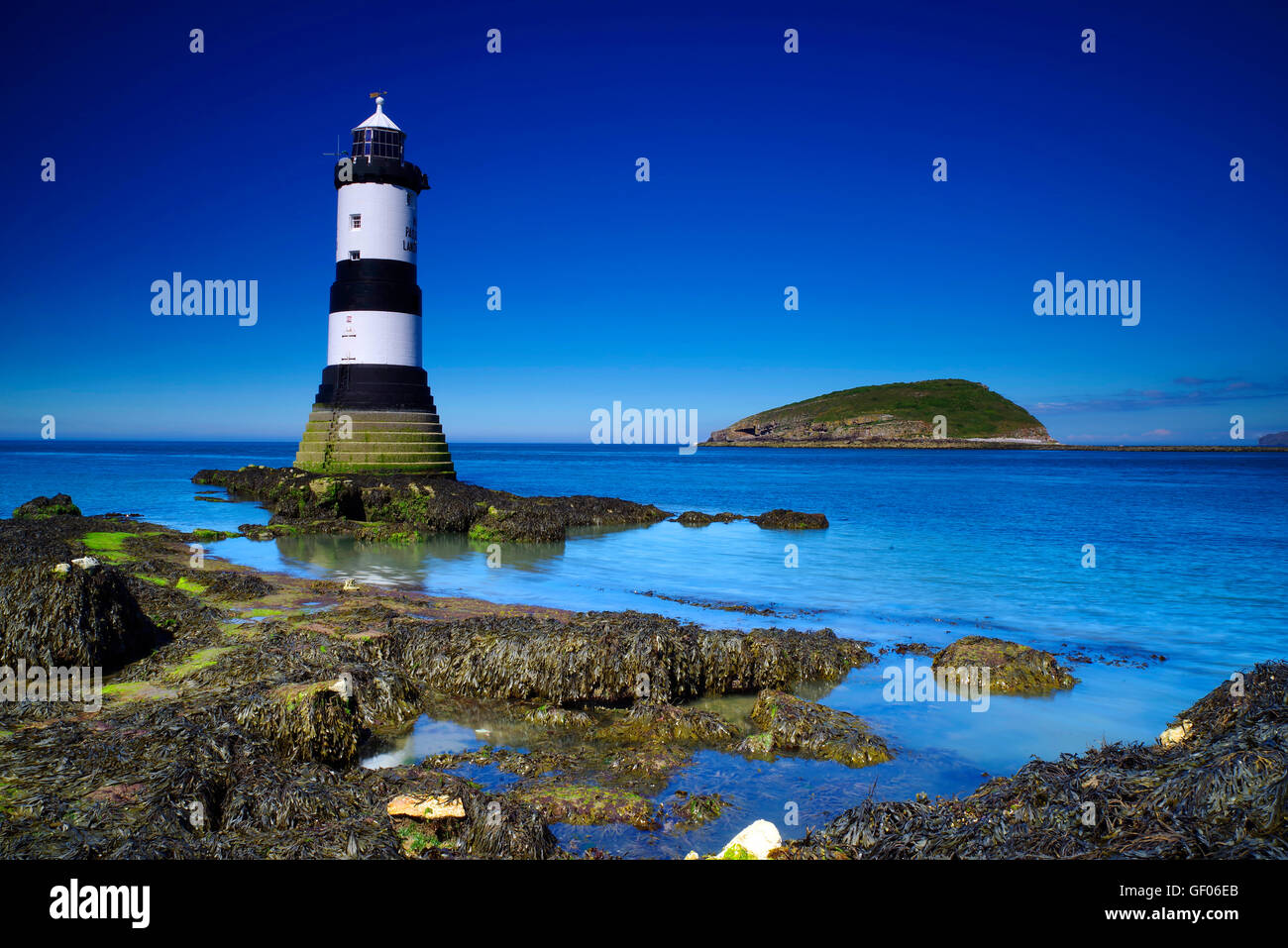 Penmon Lighthouse, Llanfaes, Anglesey, Stockfoto