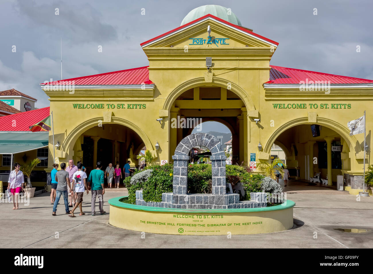Der Eingang zum Zante Port St Kitts West Indies Stockfoto