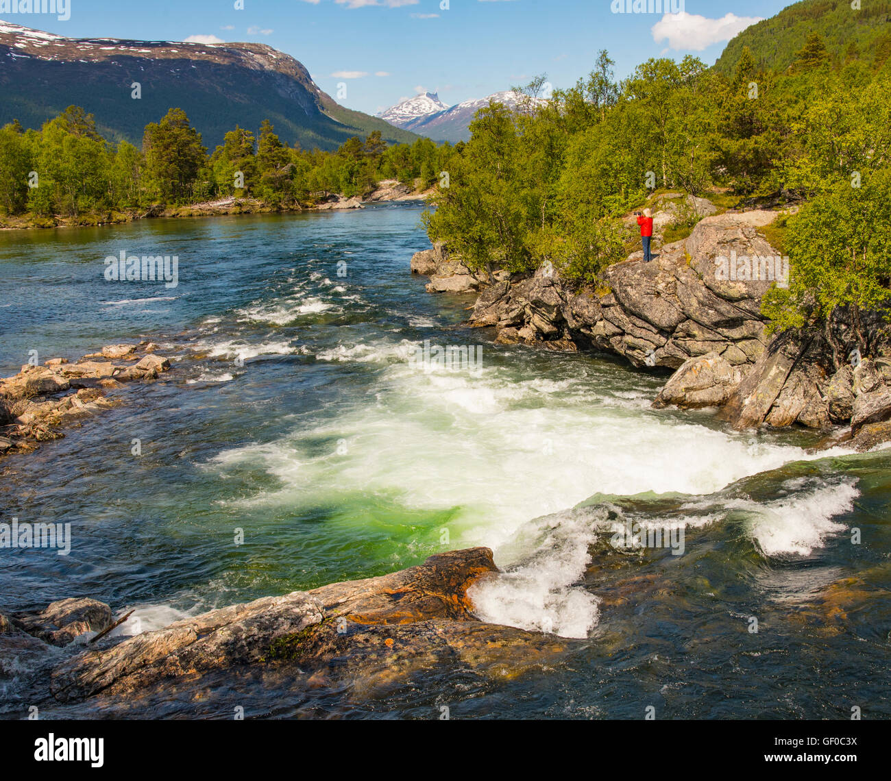 Fluss Rauma Wasserfälle, Tal Romsdalen, mehr Og Romsdal, Norwegen, Skandinavien, europäisch Stockfoto