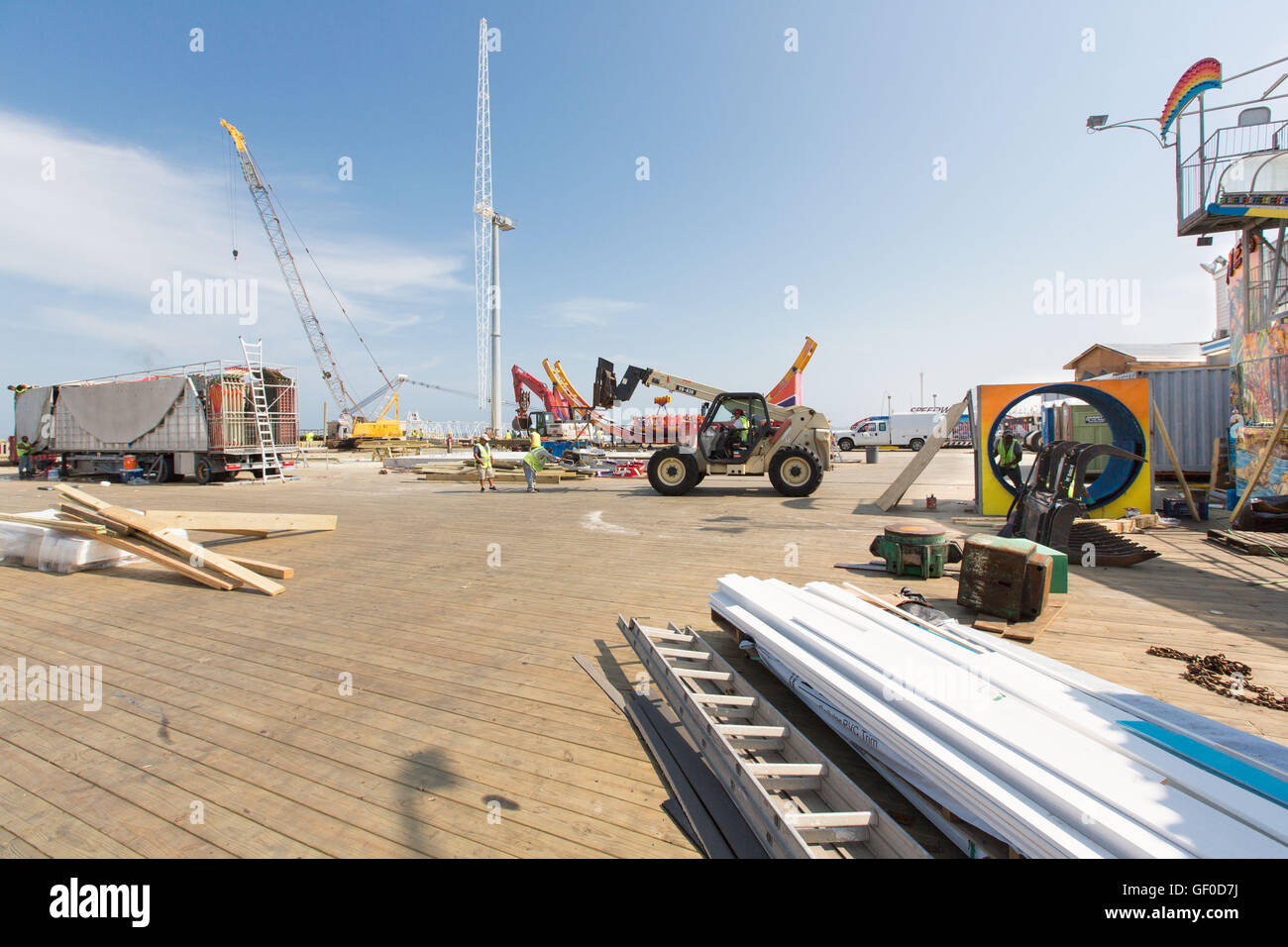 Wiederaufbau Seaside Park nj Boardwalk nach Hurrikan Sandy Stockfoto