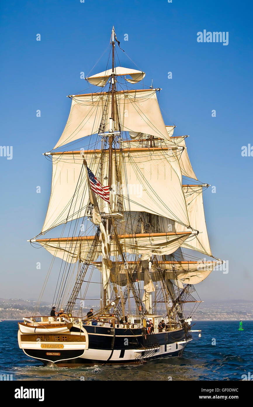 Tall Ship pilgrim Segel aus Dana Point, ca Usa. Stockfoto