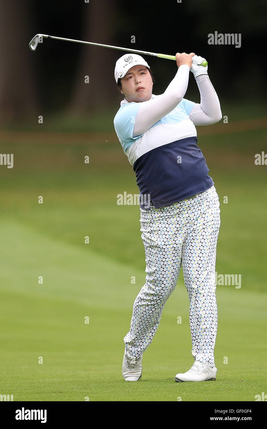 Chinas Shanshan Feng während Tag eins die Ricoh Women es British Open im Woburn Golf Club. Stockfoto