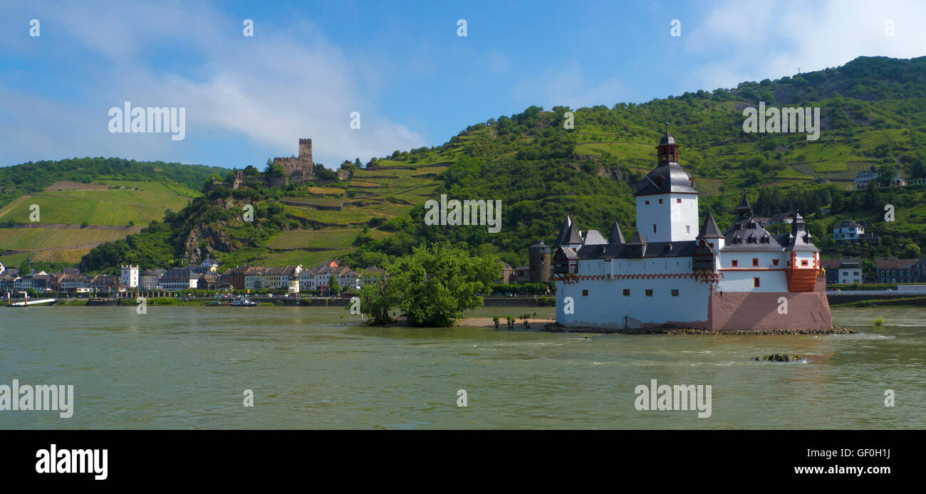 Burg Pfalzgrafenstein. in der Nähe von Kaub mitten im Rhein, A UNESCO World Heritage Site oberen mittleren Rheintal Stockfoto