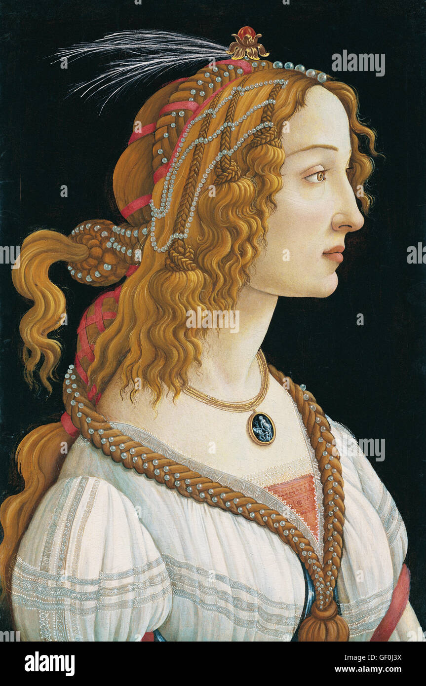 Sandro Botticelli - idealisiert Porträt einer Dame (Bildnis der Simonetta Vespucci als Nymphe) Stockfoto