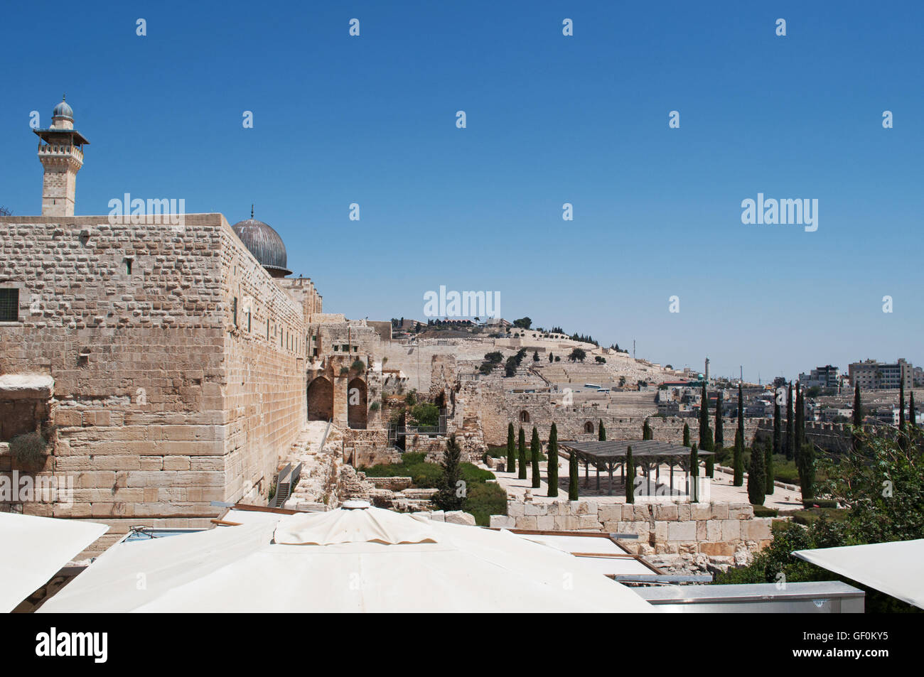 Jerusalem: Al Aqsa Mosque, die drittheiligste Stätte des Islam und die archäologischen Ausgrabungen Bereich des Tempelbergs Stockfoto