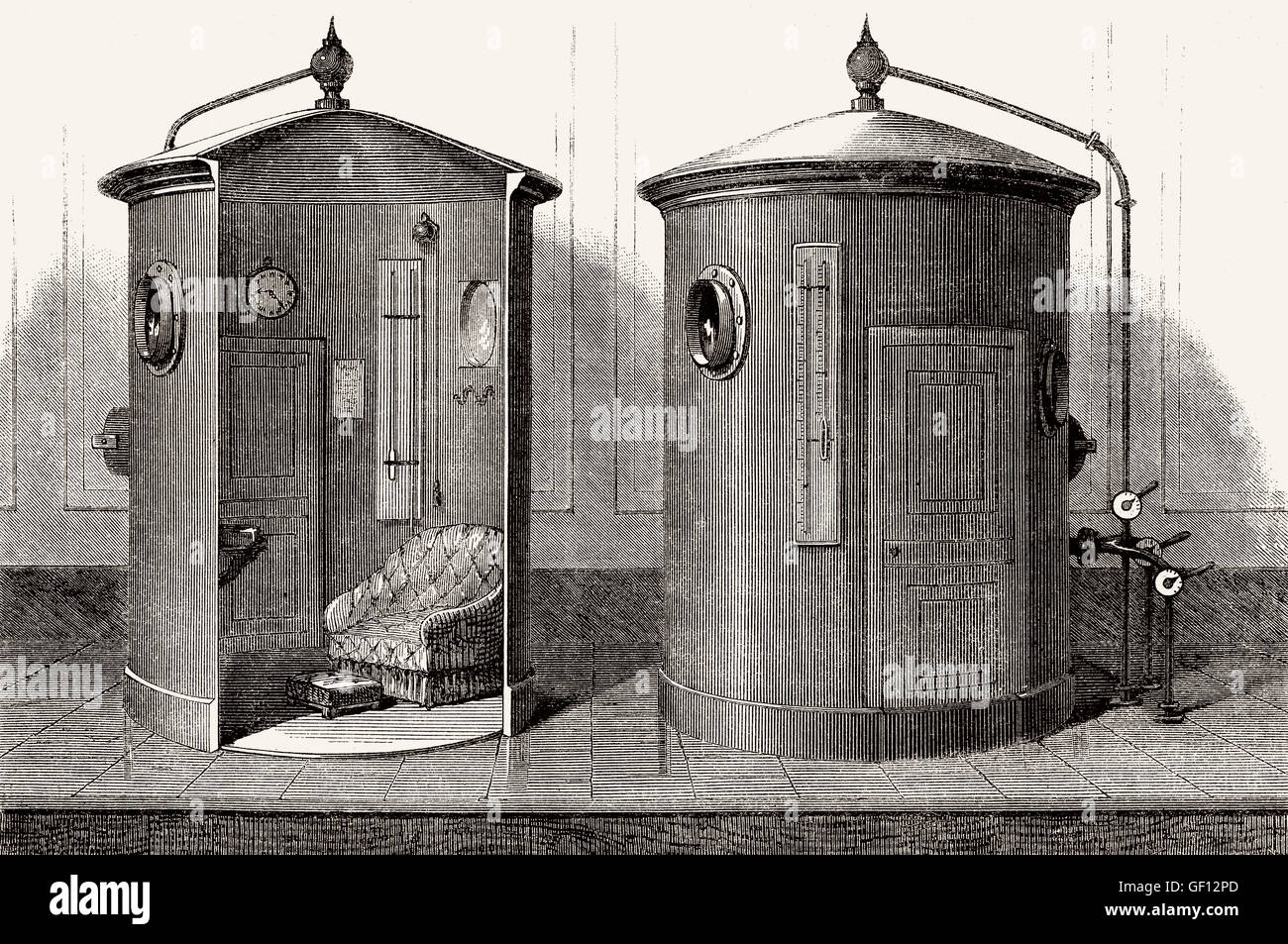 Druckkammer, 19. Jahrhundert Stockfoto